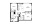 B7 - 2 bedroom floorplan layout with 2 baths and 1233 square feet.
