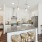 Kitchen with  quartz countertops, kitchen island, barstool seating, stainless steel appliances, artisan tile backsplash, and white cabinetry 